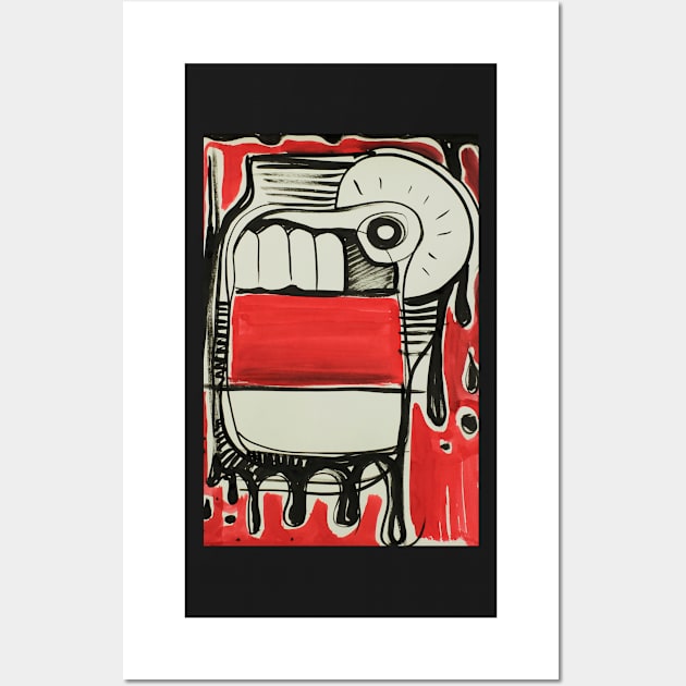 Abstract red and black illustration Wall Art by bernardojbp